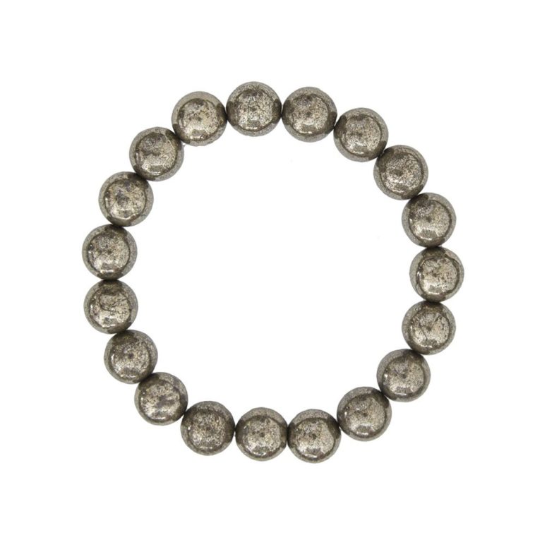 bracelet pyrite de fer pierres boules 10mm