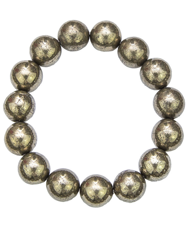 bracelet pyrite de fer pierres boules 12mm