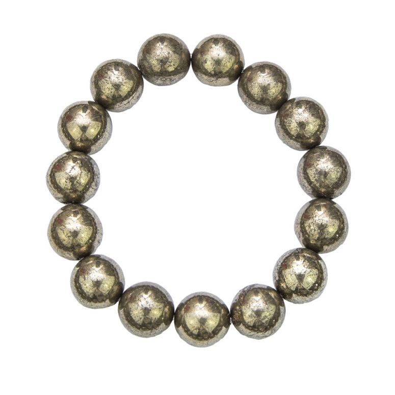 bracelet pyrite de fer pierres boules 12mm