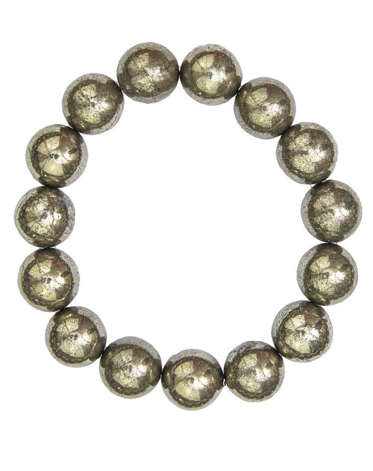 bracelet pyrite de fer pierres boules 12mm