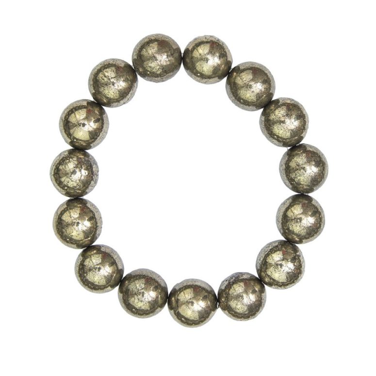 bracelet pyrite de fer pierres boules 12mm