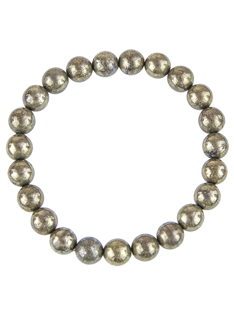 bracelet pyrite de fer pierres boules 8mm