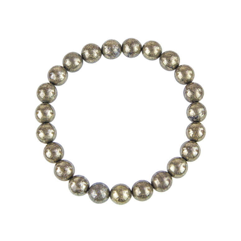 bracelet pyrite de fer pierres boules 8mm