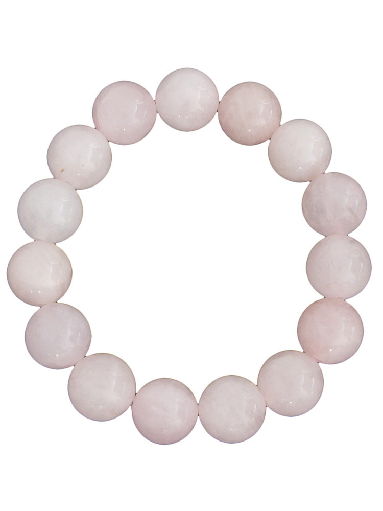 bracelet quartz rose pierres boules 12mm