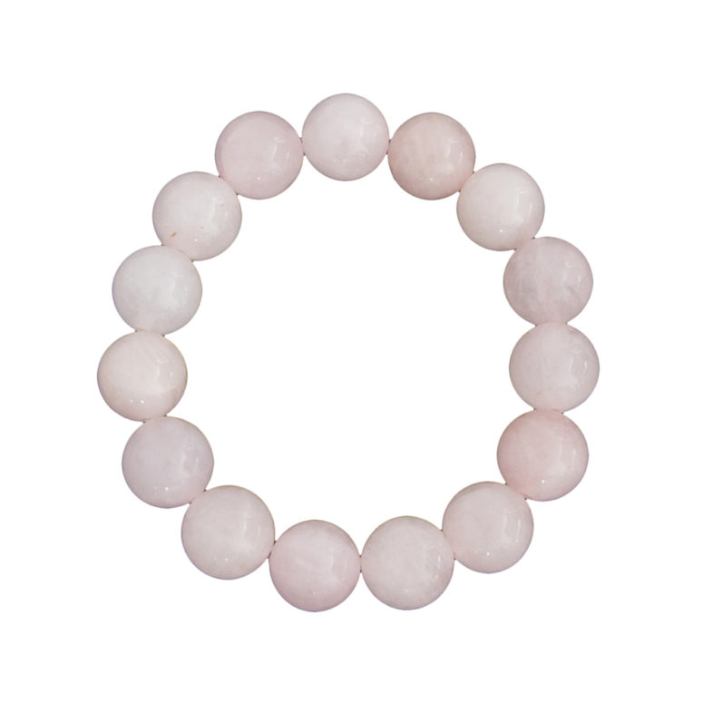 bracelet quartz rose pierres boules 12mm