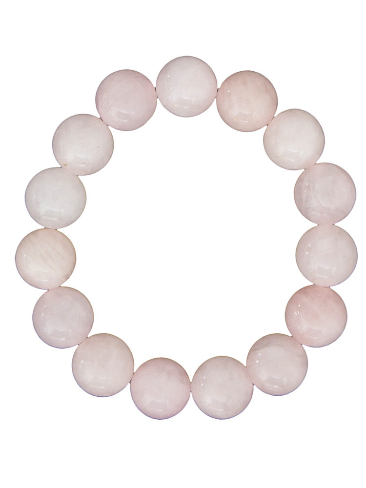 bracelet quartz rose pierres boules 12mm