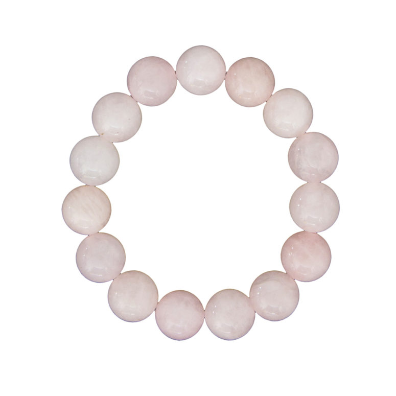 bracelet quartz rose pierres boules 12mm