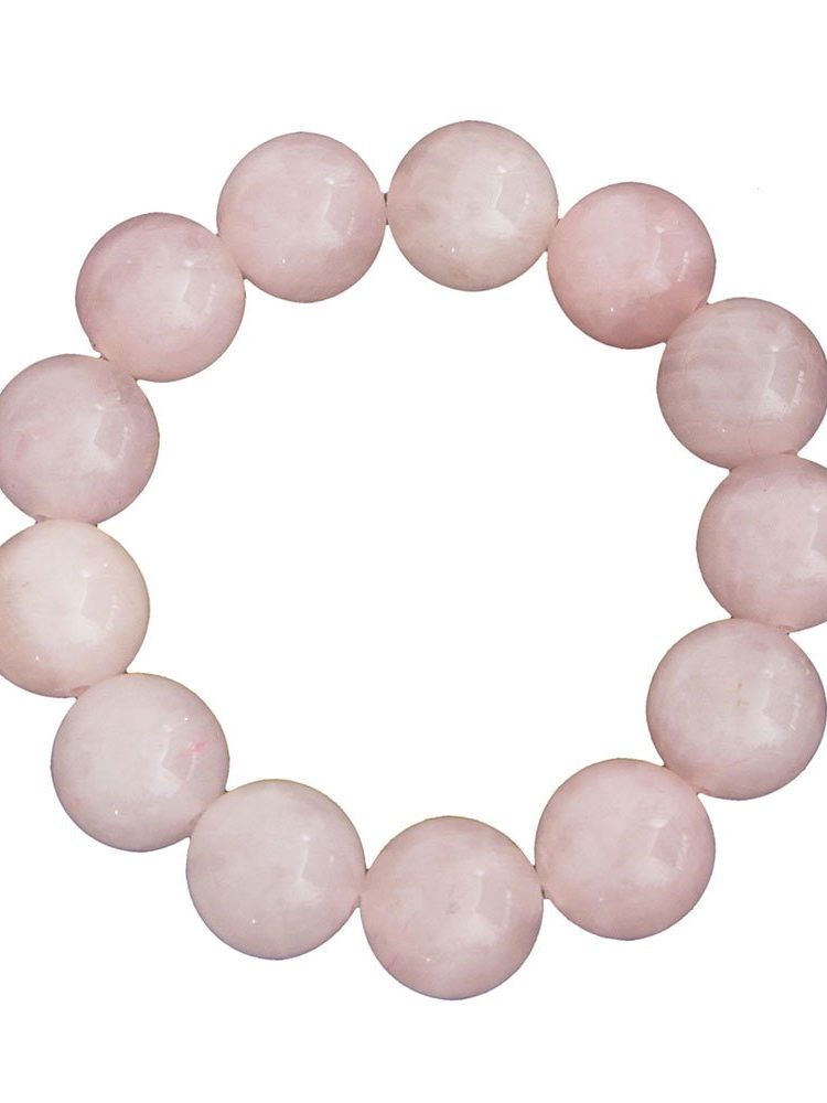 bracelet quartz rose pierres boules 14mm