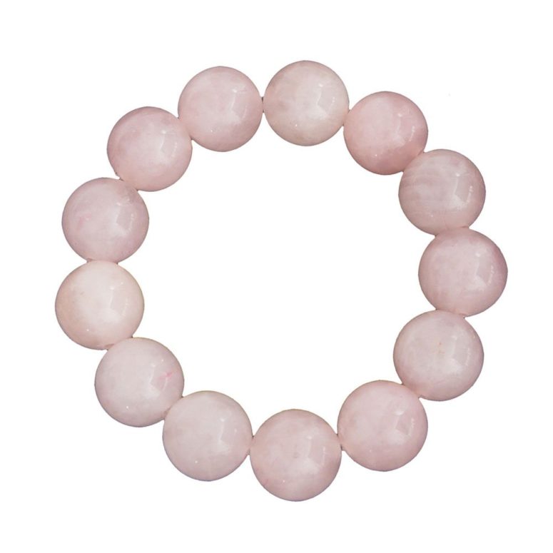 bracelet quartz rose pierres boules 14mm