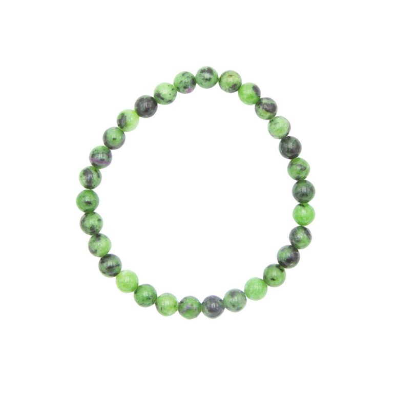 bracelet rubis sur zoisite pierres boules 6mm