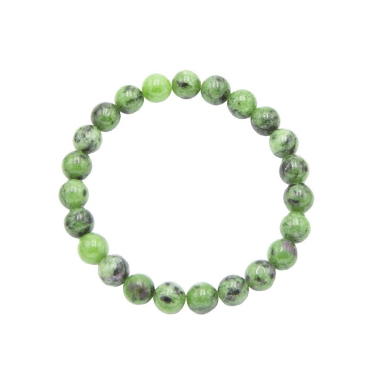 bracelet rubis sur zoisite pierres boules 8mm