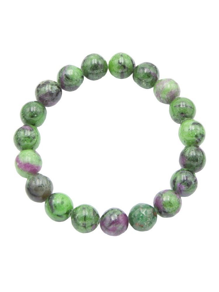 bracelet rubis sur zoisite pierres boules 10mm