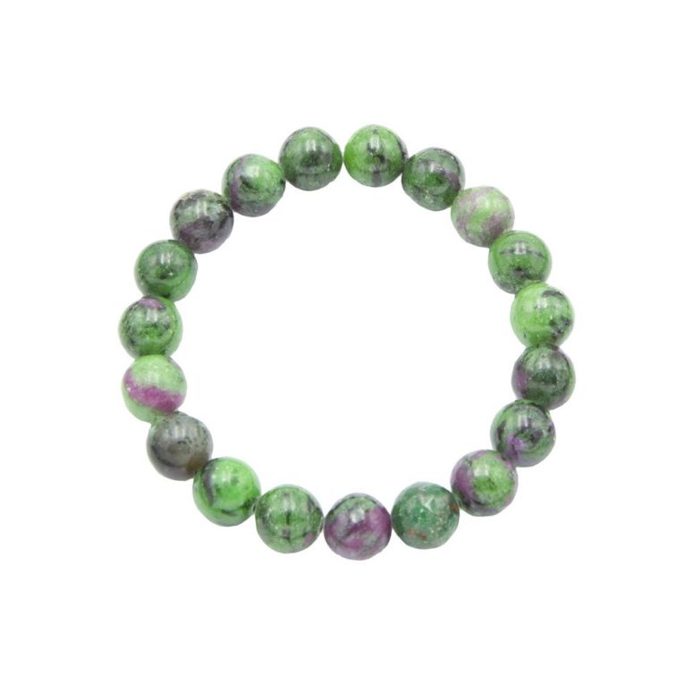 bracelet rubis sur zoisite pierres boules 10mm