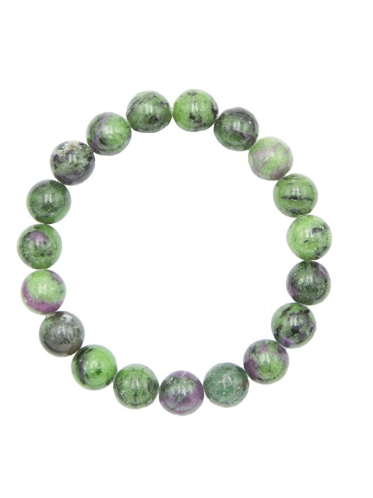 bracelet rubis sur zoisite pierres boules 10mm