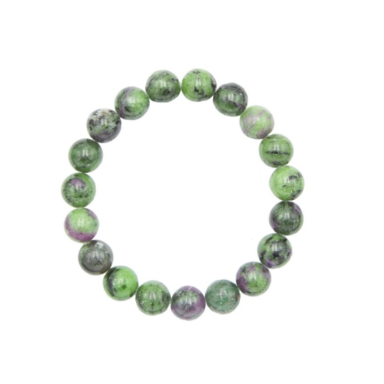 bracelet rubis sur zoisite pierres boules 10mm