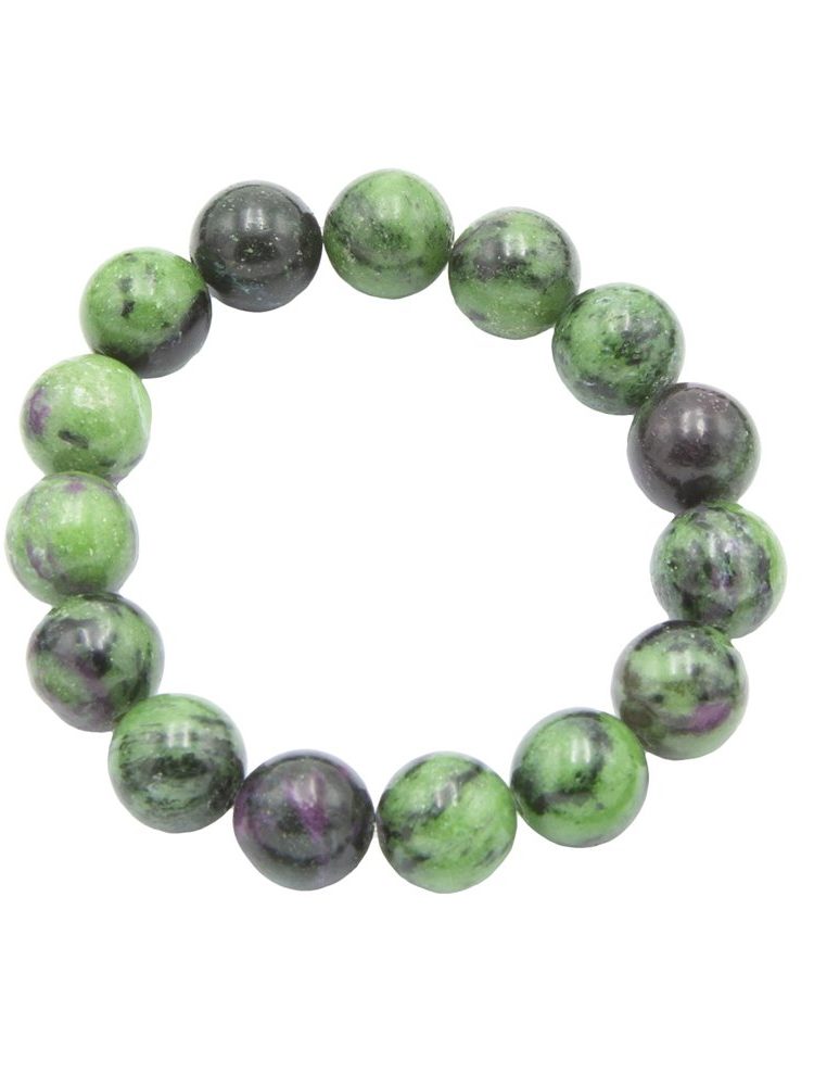 bracelet rubis sur zoisite pierres boules 12mm