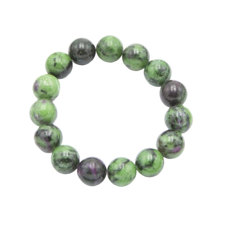 bracelet rubis sur zoisite pierres boules 12mm