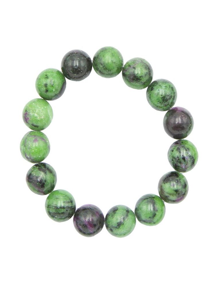 bracelet rubis sur zoisite pierres boules 12mm