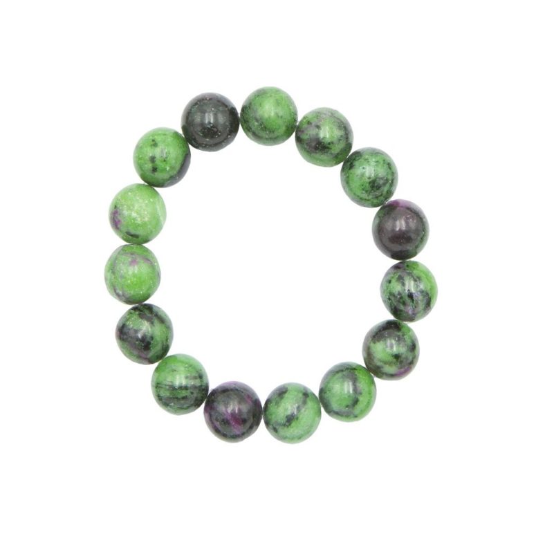 bracelet rubis sur zoisite pierres boules 12mm