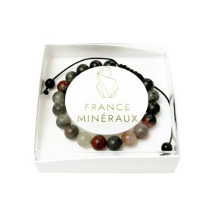 Bracelet Jaspe héliotrope – Pierres boules 8mm cordon ajustable