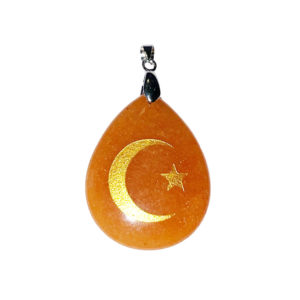 Pendentif Aventurine rouge - Étoile et croissant