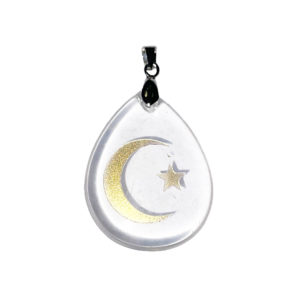 Pendentif Cristal de roche - Étoile et croissant