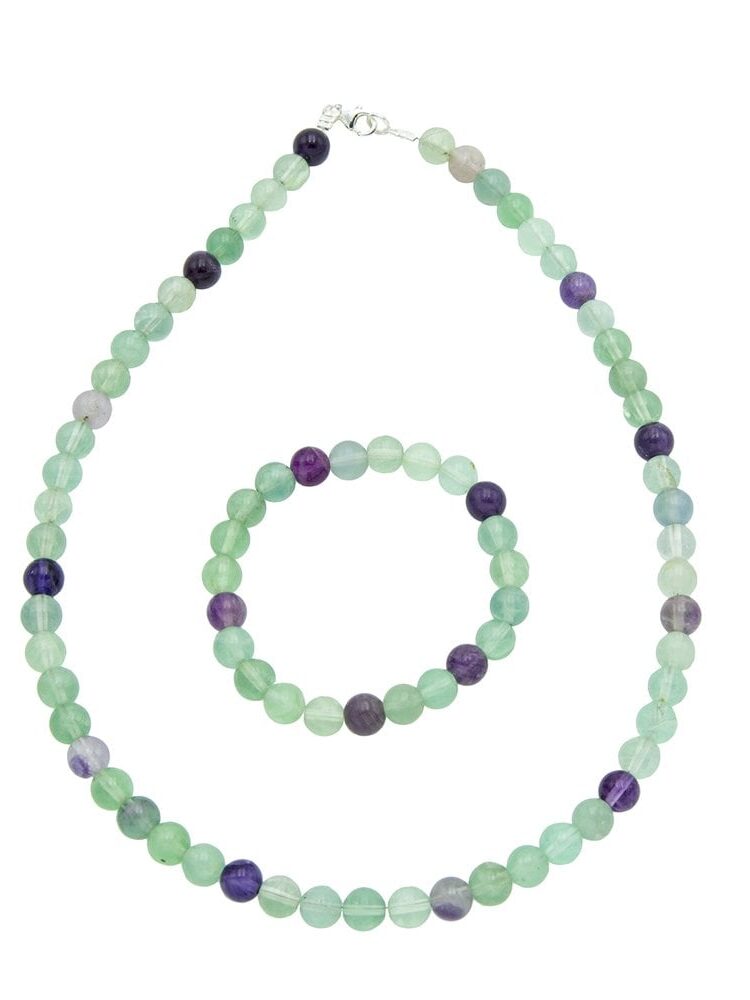 Parure Fluorine multicolore - Pierres boules 8mm