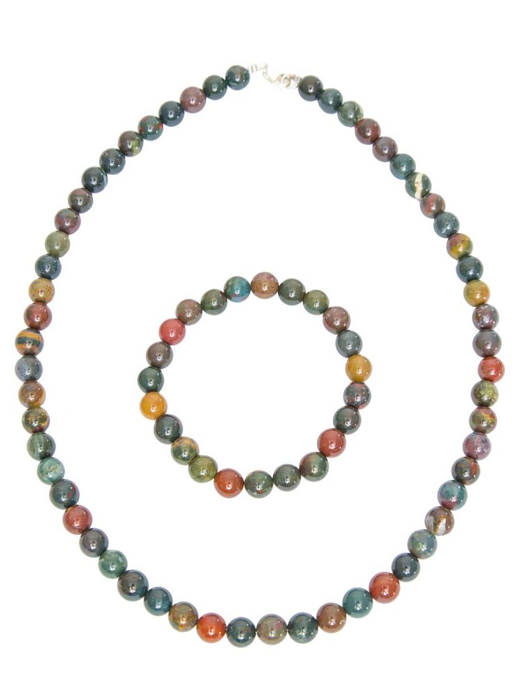 Parure Pierre de sang - Pierres Boules 8mm